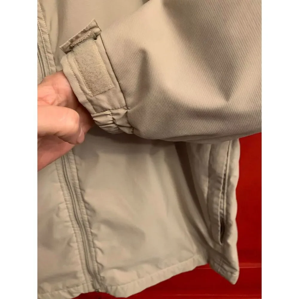 Columbia Size Large Tan Soft Shell Fleece Lined Coat Jacket Full Zip Warm Light